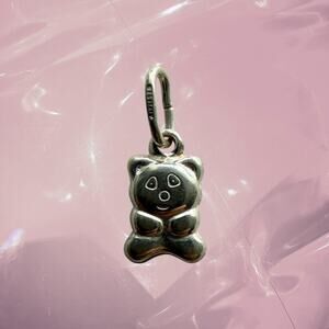 Y2K 925 Sterling Silver gummy panda bear cookie mini charm whimsy pendant